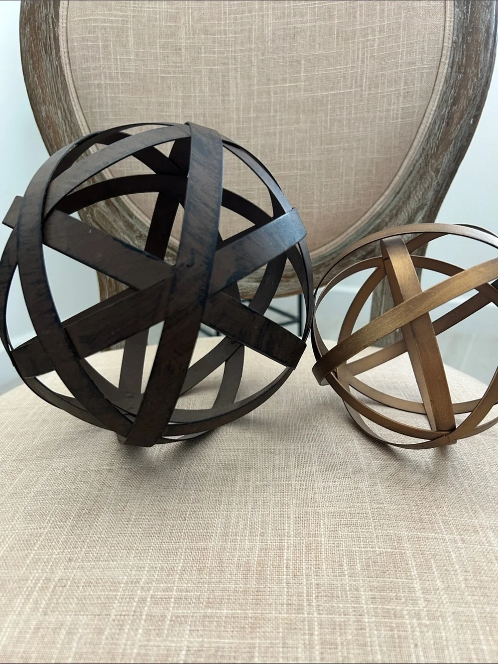 Decorative Metal Orb Accent Set in Brown and Gold